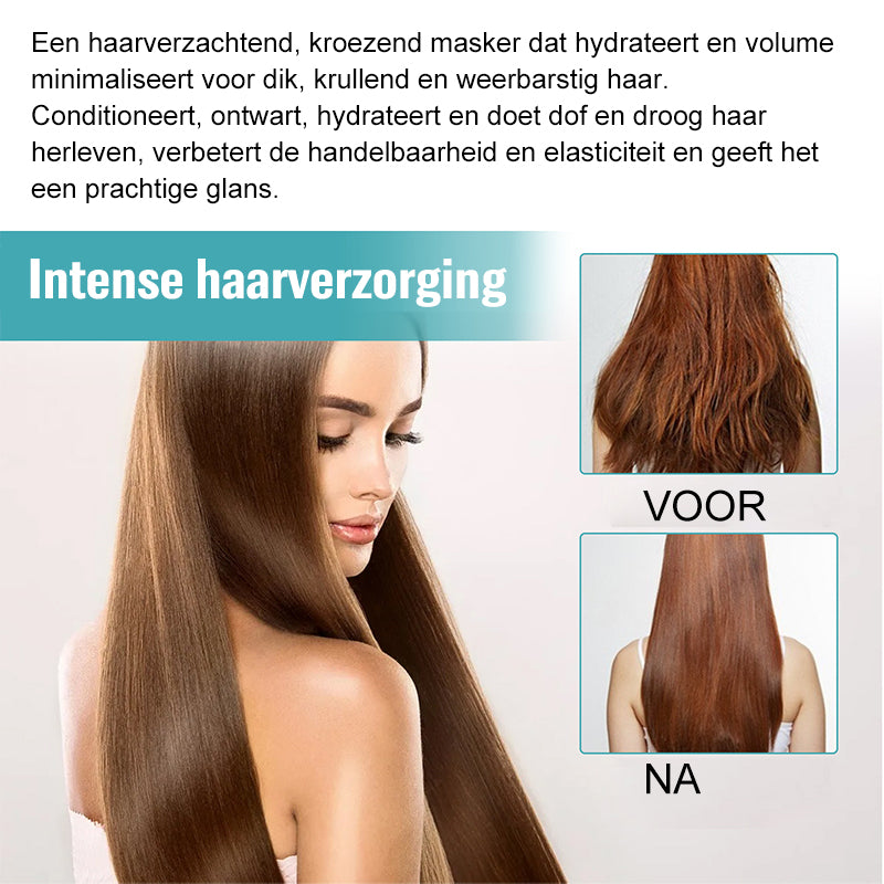 Zijde- en glanscrème voor het ontkrullen van haar