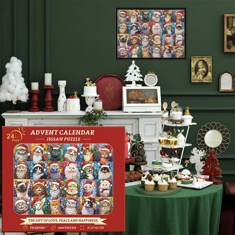 Fijne kerst katten adventskalender puzzel