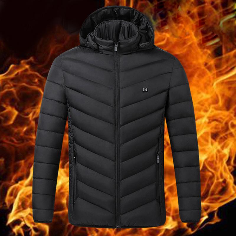 USB-verwarmde katoenen jas met negen zones en capuchon