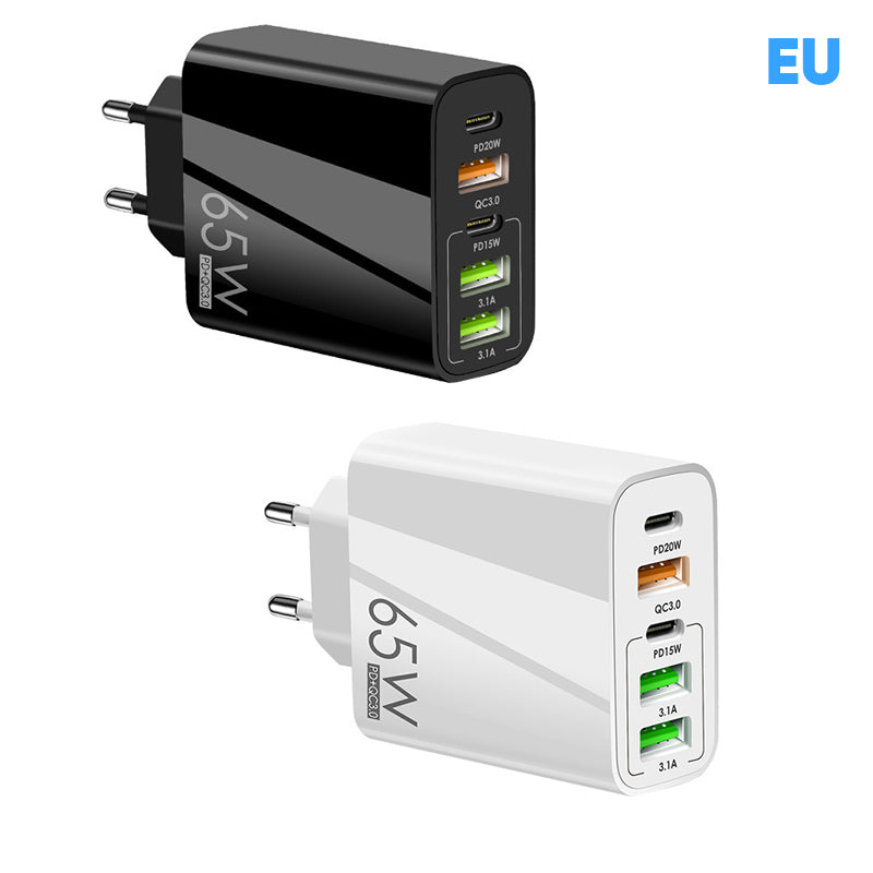 Multiport 65W Snellader Adapter