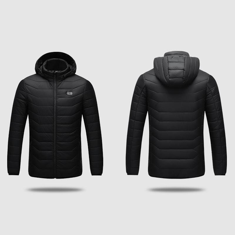 USB-verwarmde katoenen jas met negen zones en capuchon