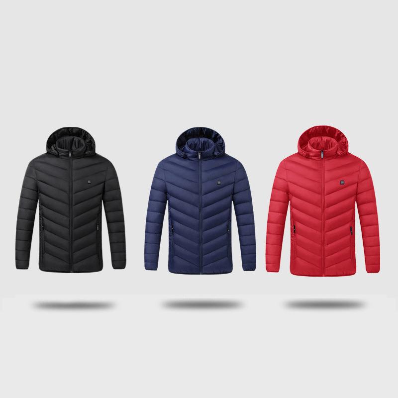 USB-verwarmde katoenen jas met negen zones en capuchon