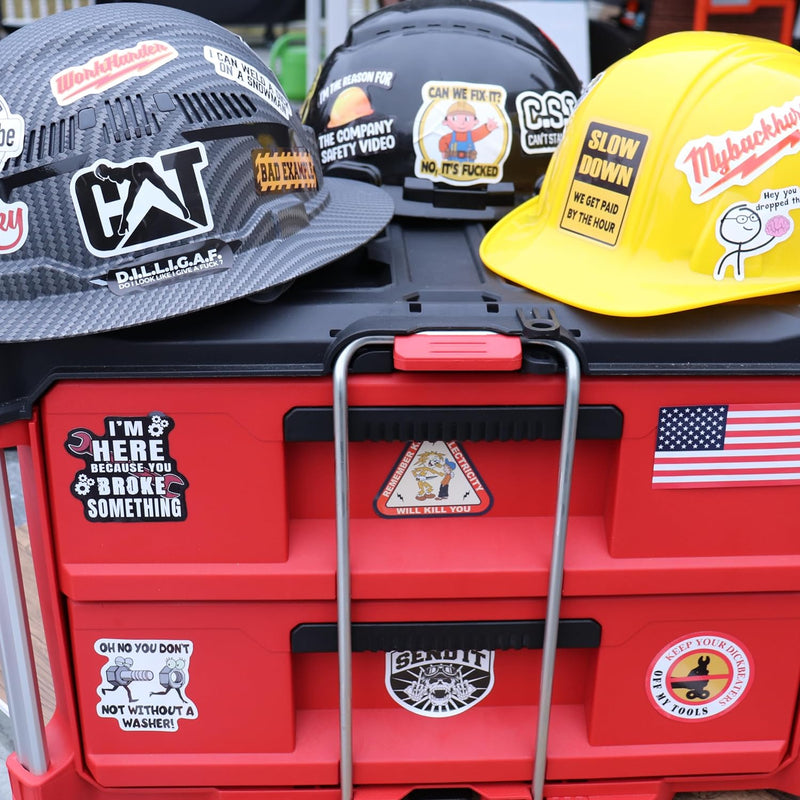 150 stuks harde hoedenstickers (DIRTY) voor helmen gereedschapskisten