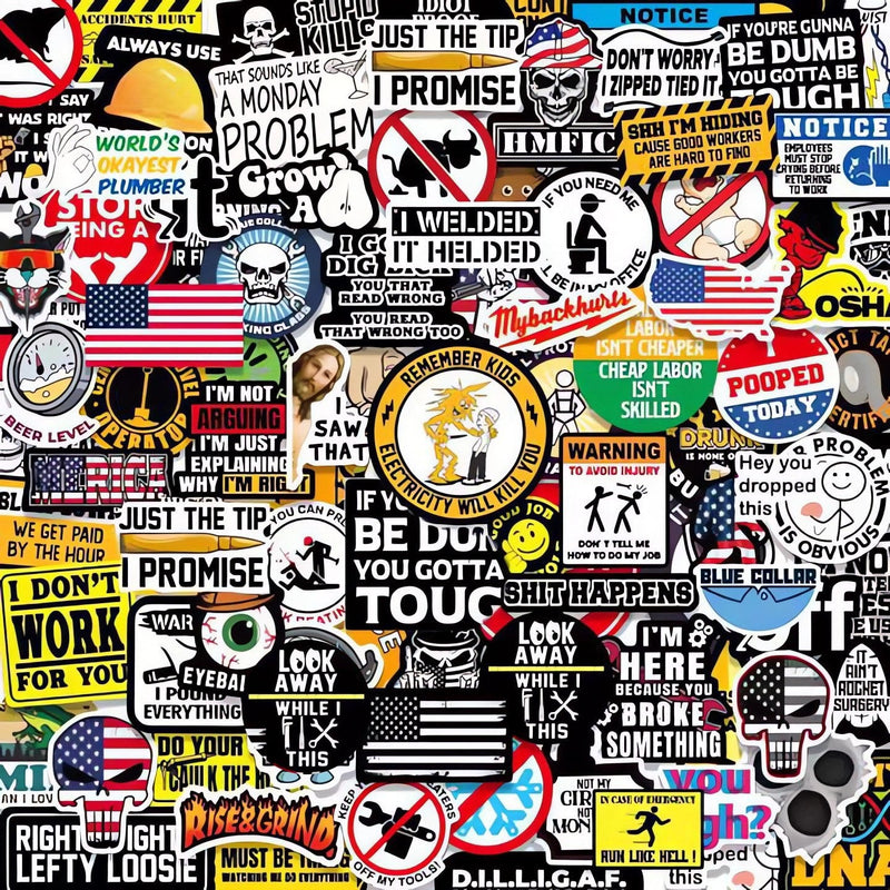 150 stuks harde hoedenstickers (DIRTY) voor helmen gereedschapskisten
