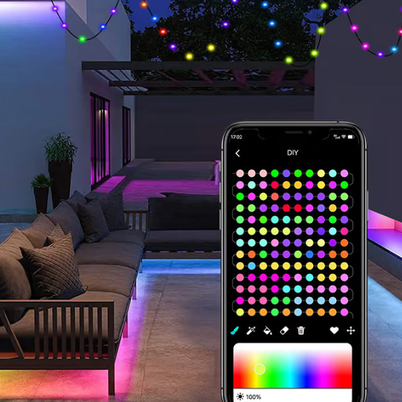 Kleurrijke dakrandverlichting voor buiten