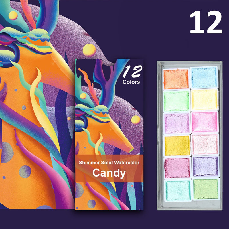 6/12 kleuren solide aquarelverfset