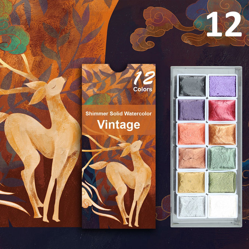 6/12 kleuren solide aquarelverfset