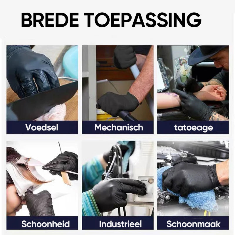 100PCS Of Disposable Black Nitrile Gloves