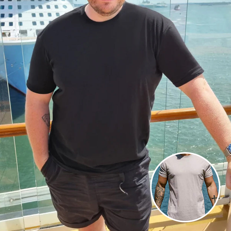 Slim Fit katoenen sport-T-shirt voor heren met korte mouwen