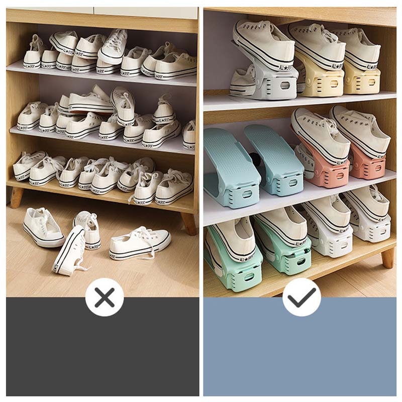 Adjustable double-layer shoe storage rack