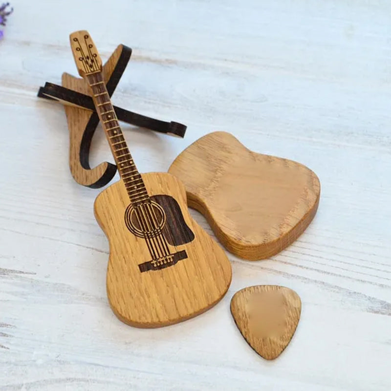Gitaar Houten kerstcadeau: gesneden plectrumdoos