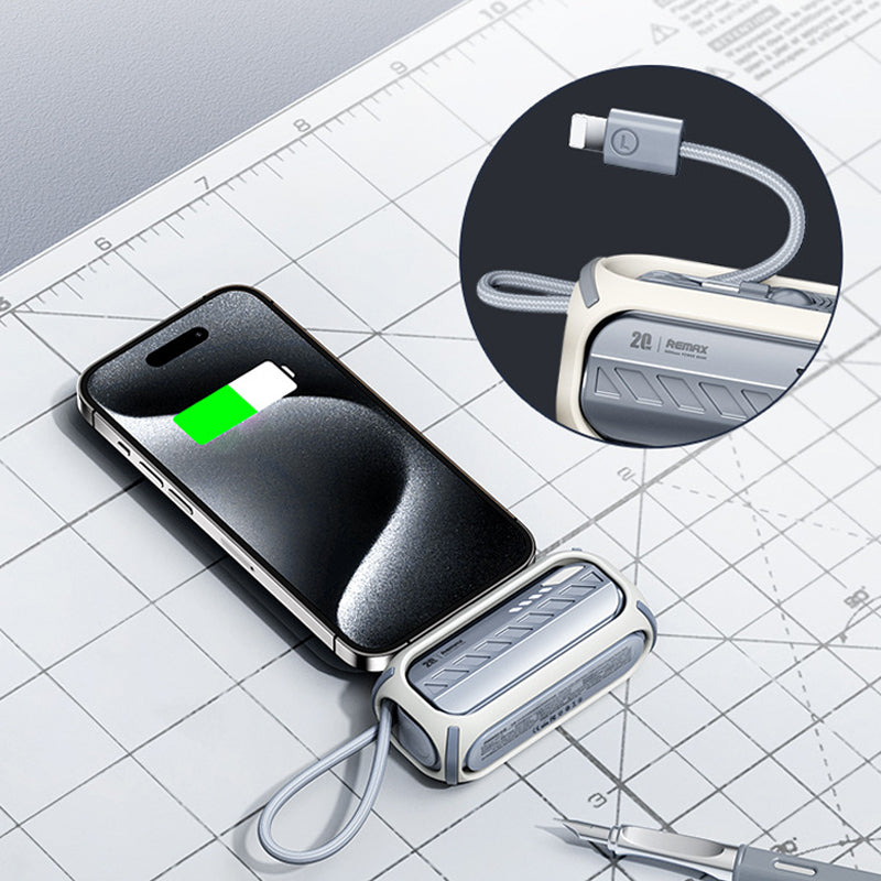 Snel opladende roterende powerbank met ingebouwde kabel