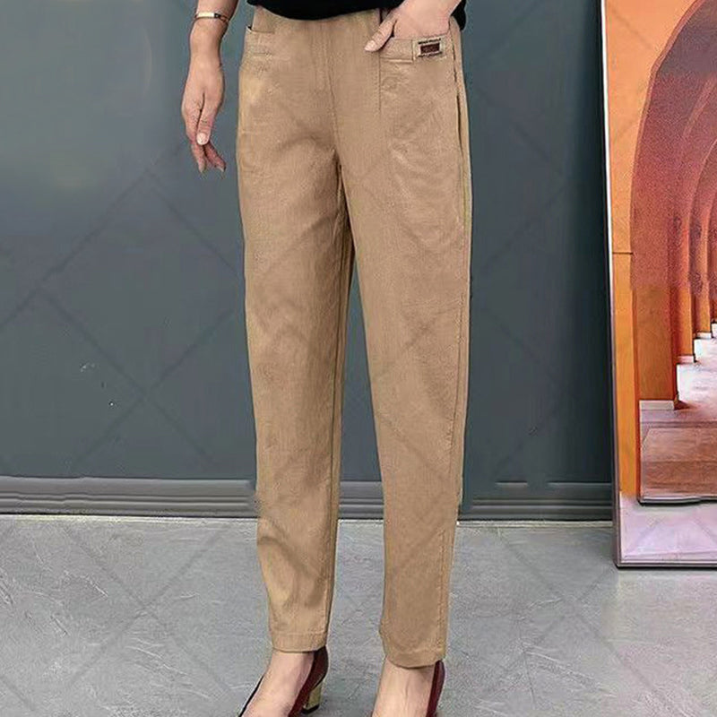 Katoenen broek met elastische taille voor dames