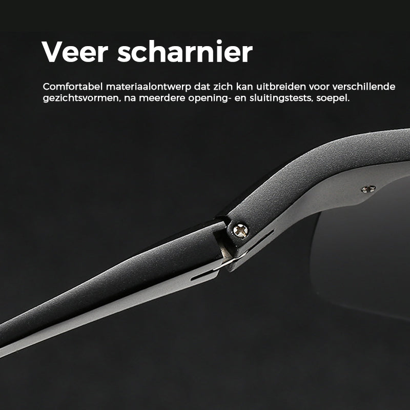Meekleurende zonnebril voor heren met antireflectie gepolariseerde lens