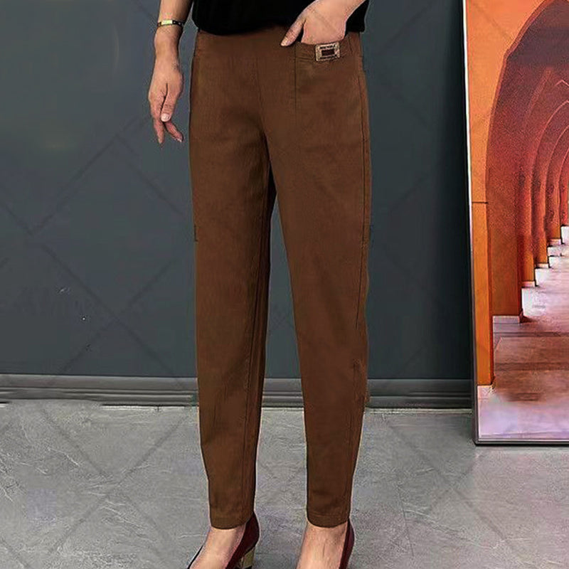 Katoenen broek met elastische taille voor dames