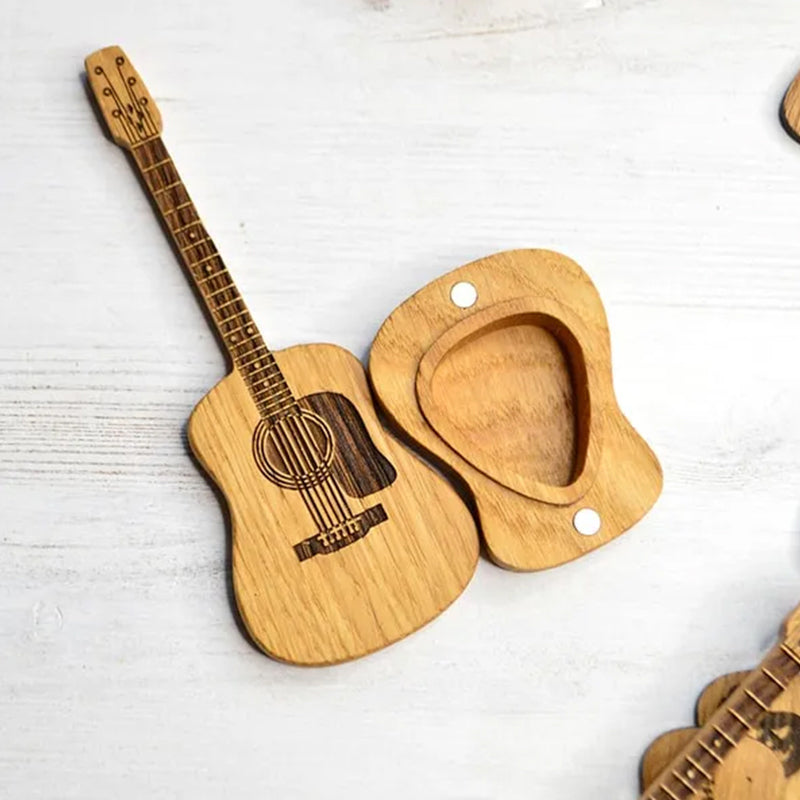 Gitaar Houten kerstcadeau: gesneden plectrumdoos