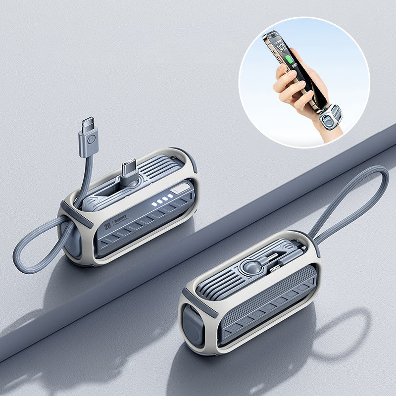 Snel opladende roterende powerbank met ingebouwde kabel