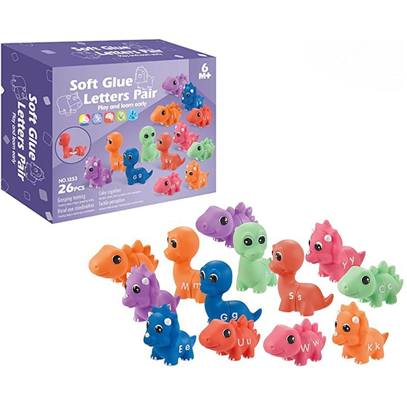 Bijpassend dinosaurusspeelgoed met alfabet - 26-delige dubbelzijdige ABC-set