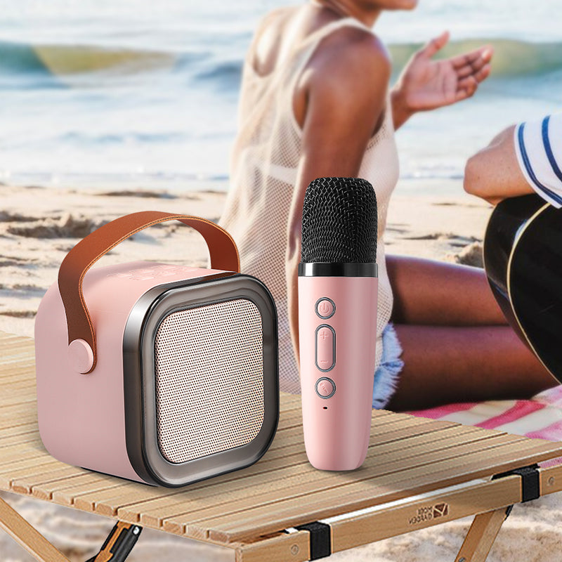 Mini-karaokemachine met draadloze microfoons