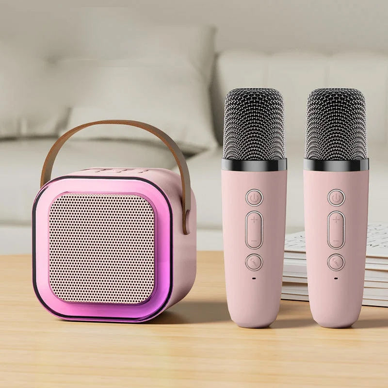 Mini-karaokemachine met draadloze microfoons