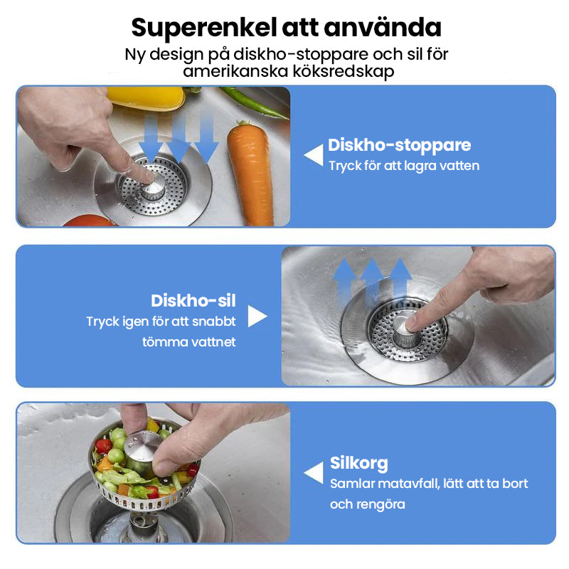 Geüpgradeerd 3-in-1 Keukenafvoer Zeef