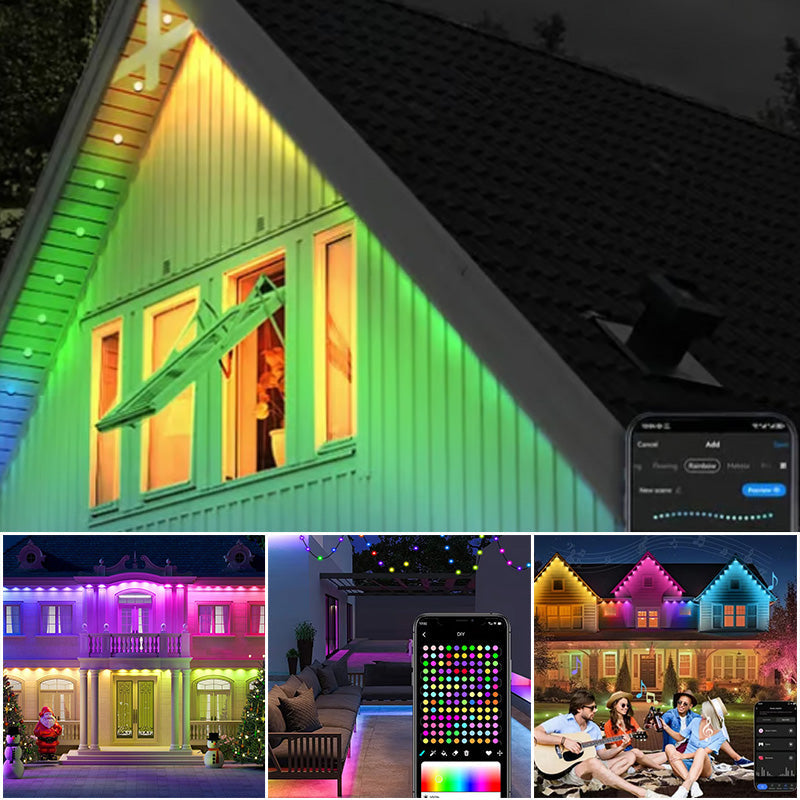 Kleurrijke dakrandverlichting voor buiten