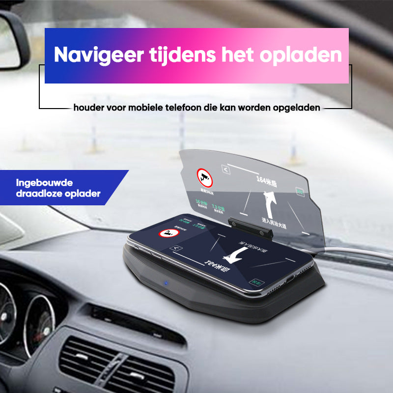 HUD-navigatieprojector met draadloos opladen