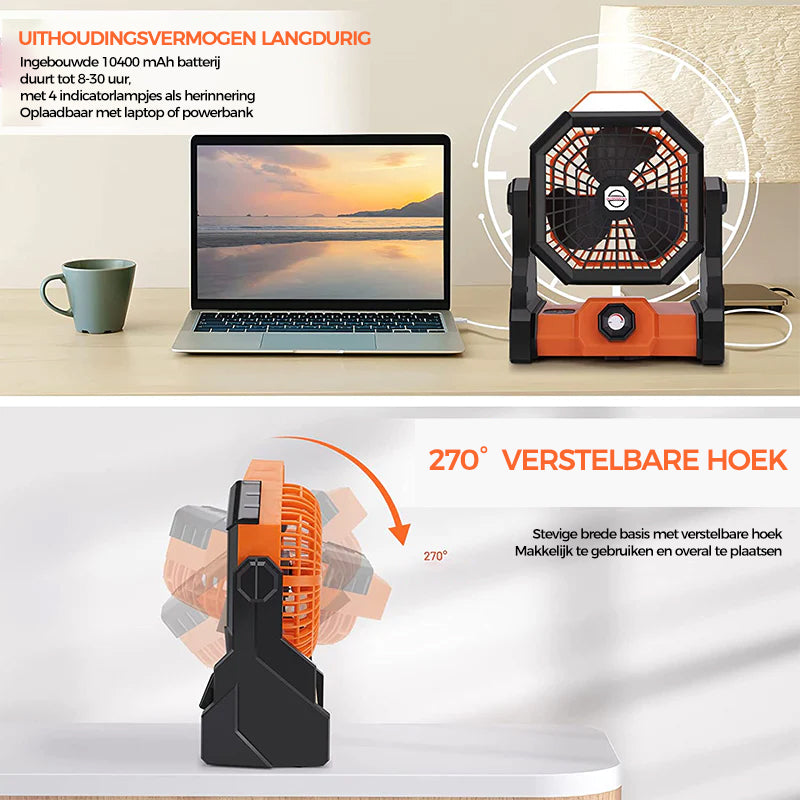 Camping LED-ventilator met licht