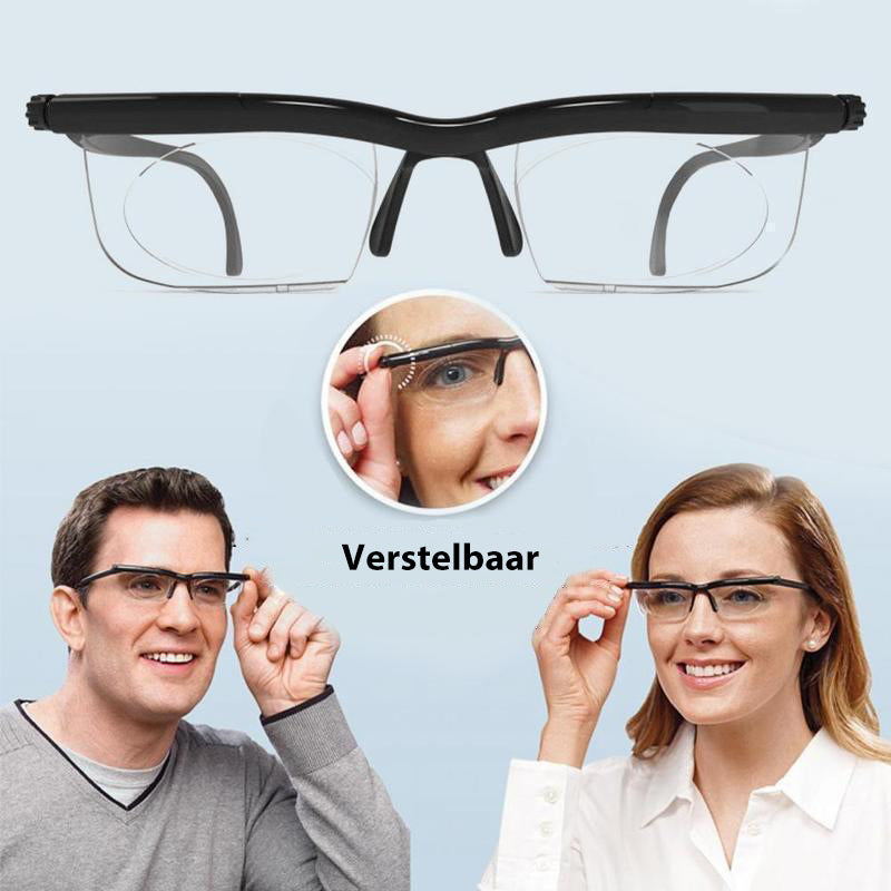 Verstelbare bril voor verziendheid