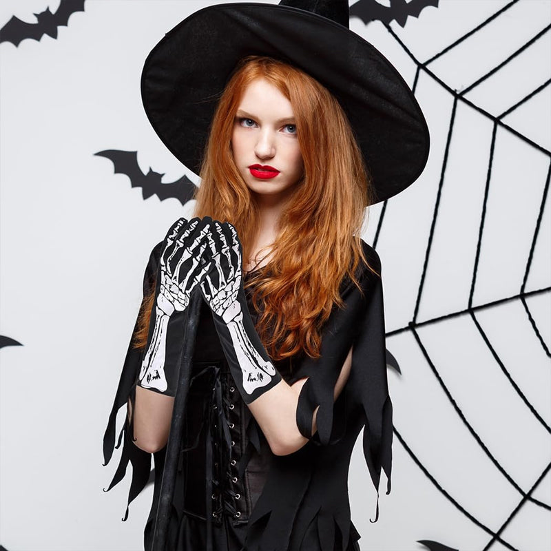 Dubbelzijdig bedrukte schedelhandschoenen