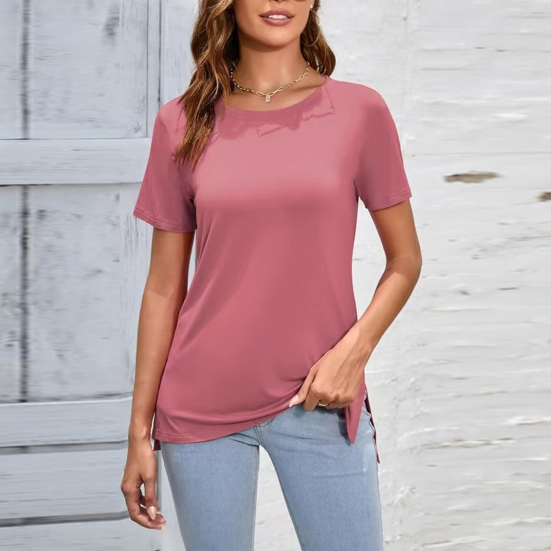 Casual dames-T-shirt met zijsplit