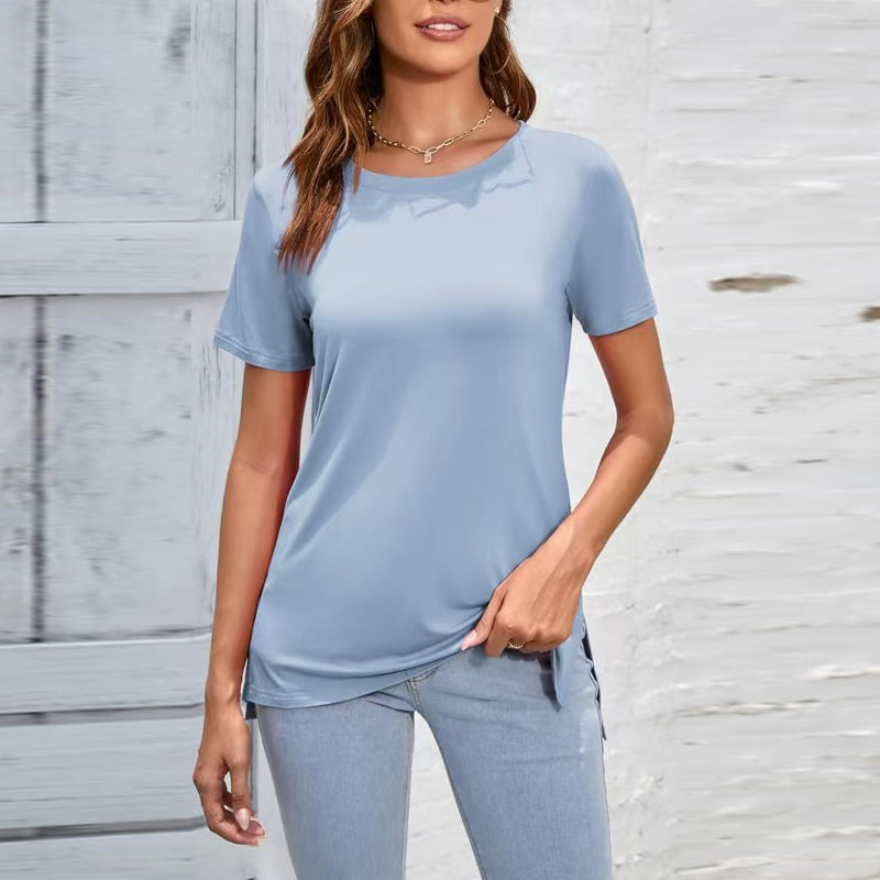 Casual dames-T-shirt met zijsplit