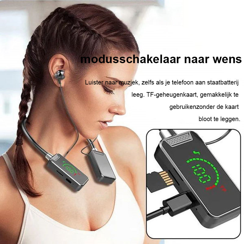 Nekband Digitaal weergave Bluetooth-hoofdtelefoon