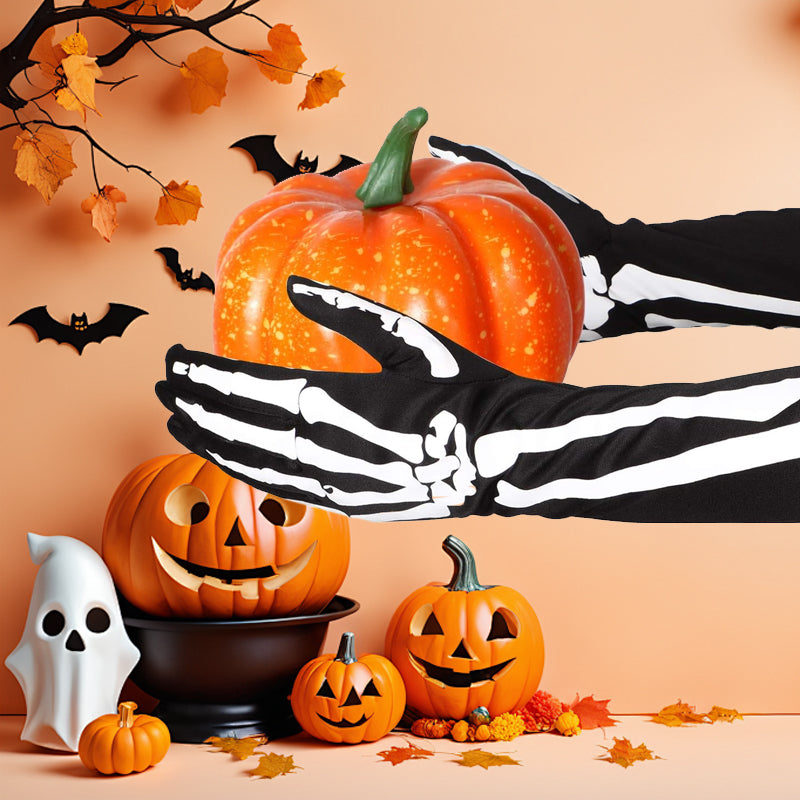 Dubbelzijdig bedrukte schedelhandschoenen