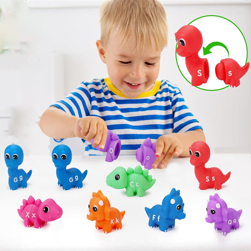 Bijpassend dinosaurusspeelgoed met alfabet - 26-delige dubbelzijdige ABC-set