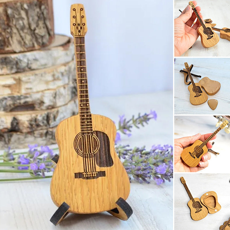 Gitaar Houten kerstcadeau: gesneden plectrumdoos