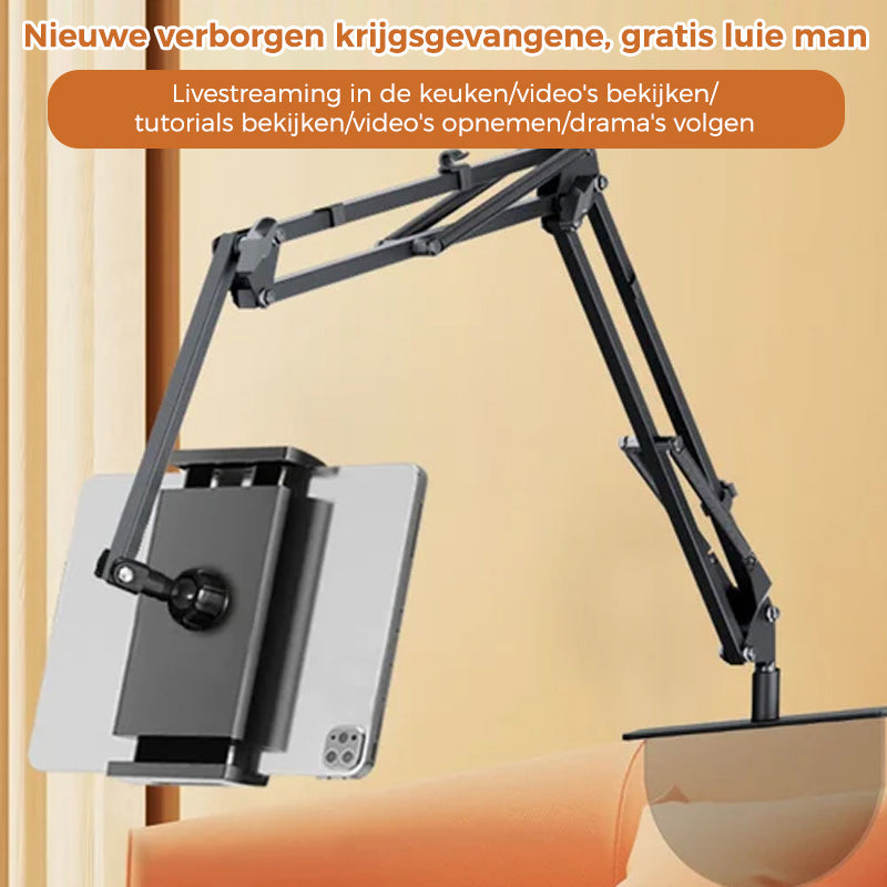 Intrekbare verborgen telefoontablethouder naast het bed