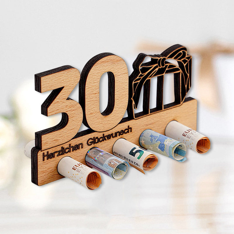 Verjaardagscadeau houten geldclip