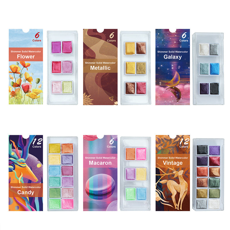 6/12 kleuren solide aquarelverfset