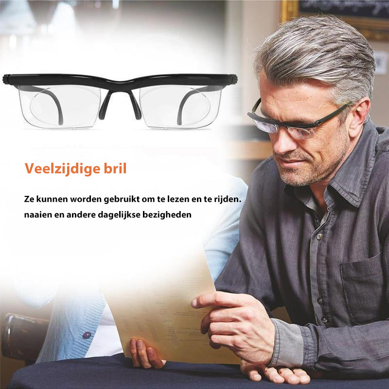 Verstelbare bril voor verziendheid