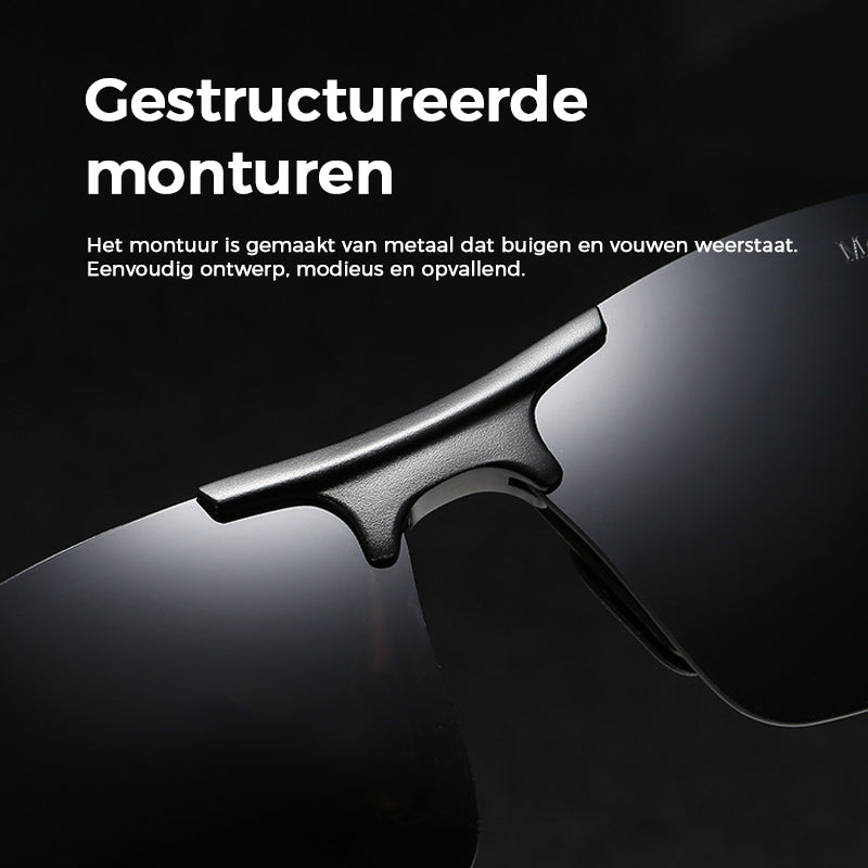 Meekleurende zonnebril voor heren met antireflectie gepolariseerde lens