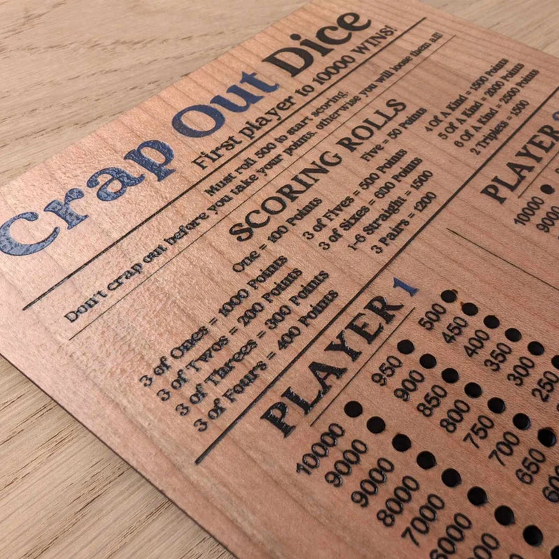 Crap Out dobbelstenen scorebord