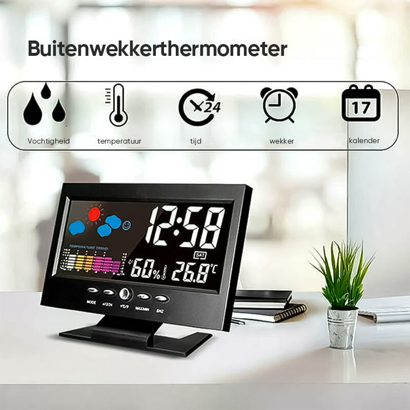 Digitale LED-temperatuur-vochtigheidsmonitor Wekker
