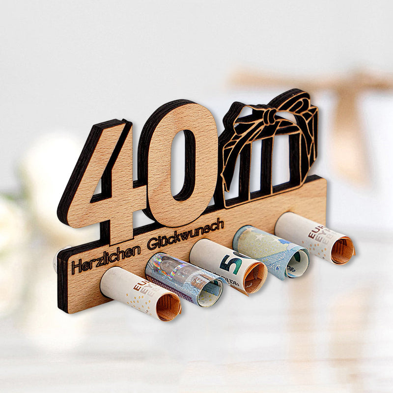 Verjaardagscadeau houten geldclip