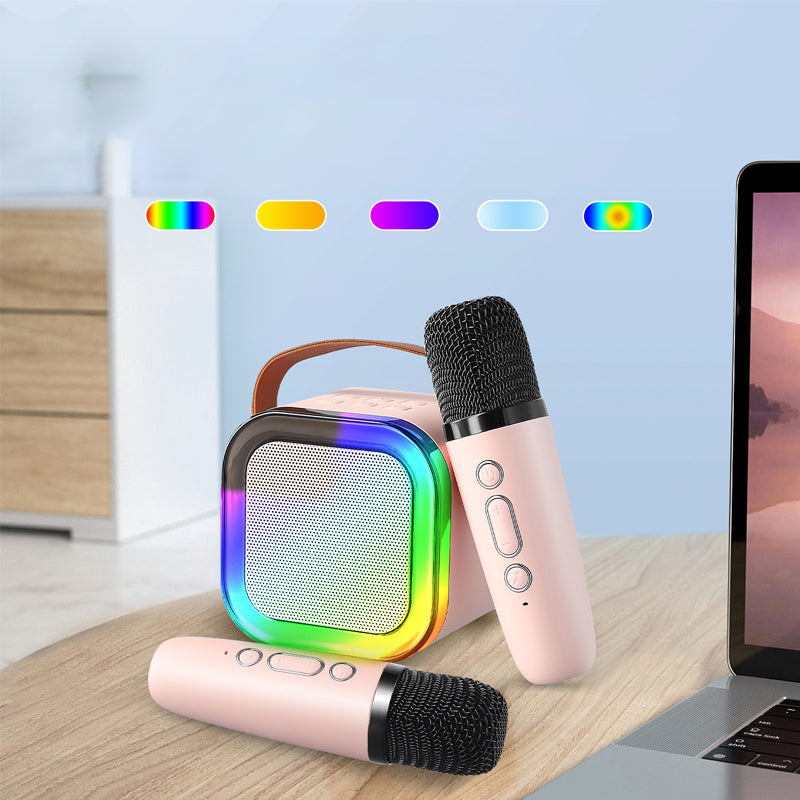 Mini-karaokemachine met draadloze microfoons