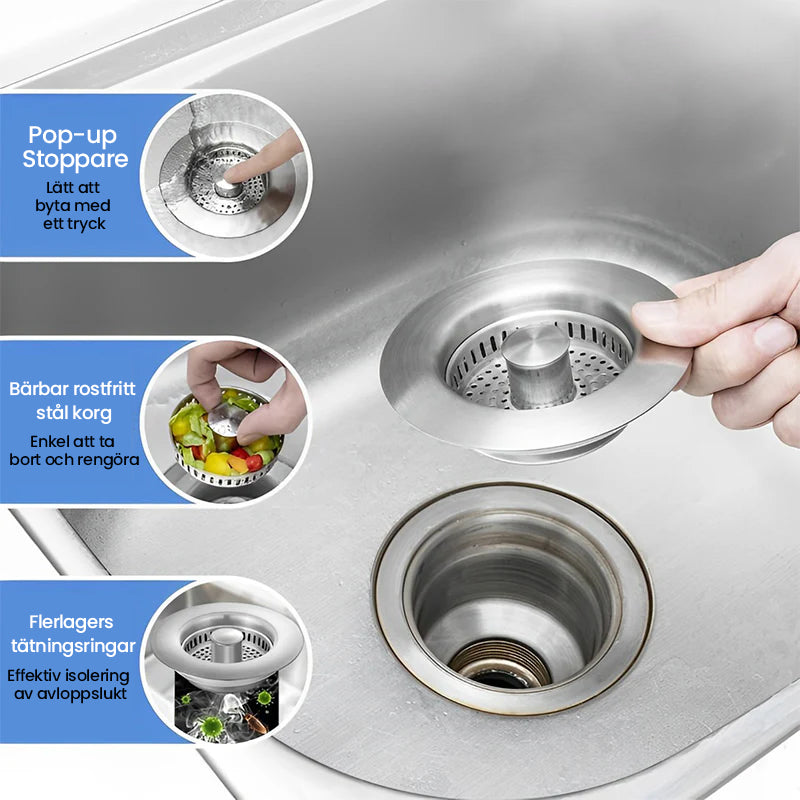 Geüpgradeerd 3-in-1 Keukenafvoer Zeef