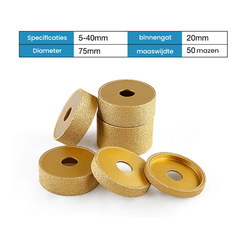 Rechte Rand Vacuüm Droog Gegroefde Diamantslijper