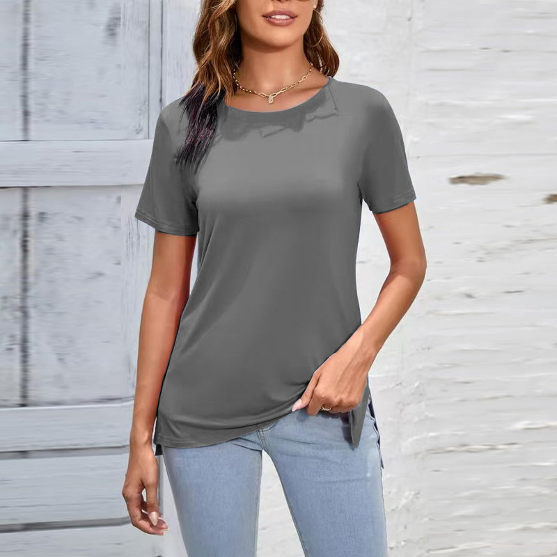 Casual dames-T-shirt met zijsplit