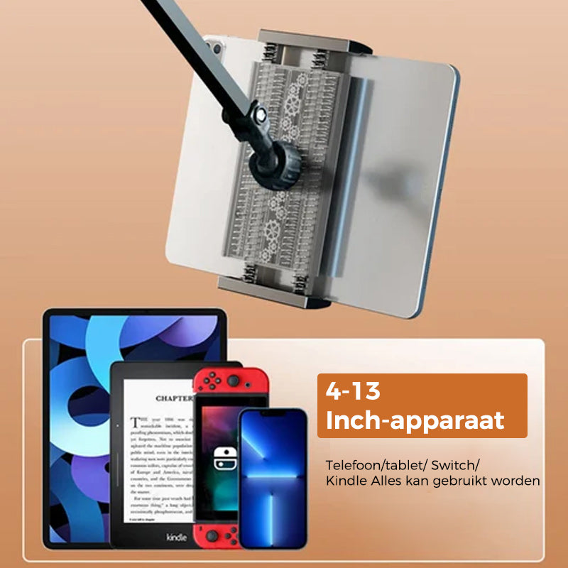 Intrekbare verborgen telefoontablethouder naast het bed