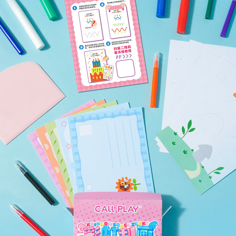 Creatieve Rainbow Scratch Art ansichtkaartenset voor kinderen